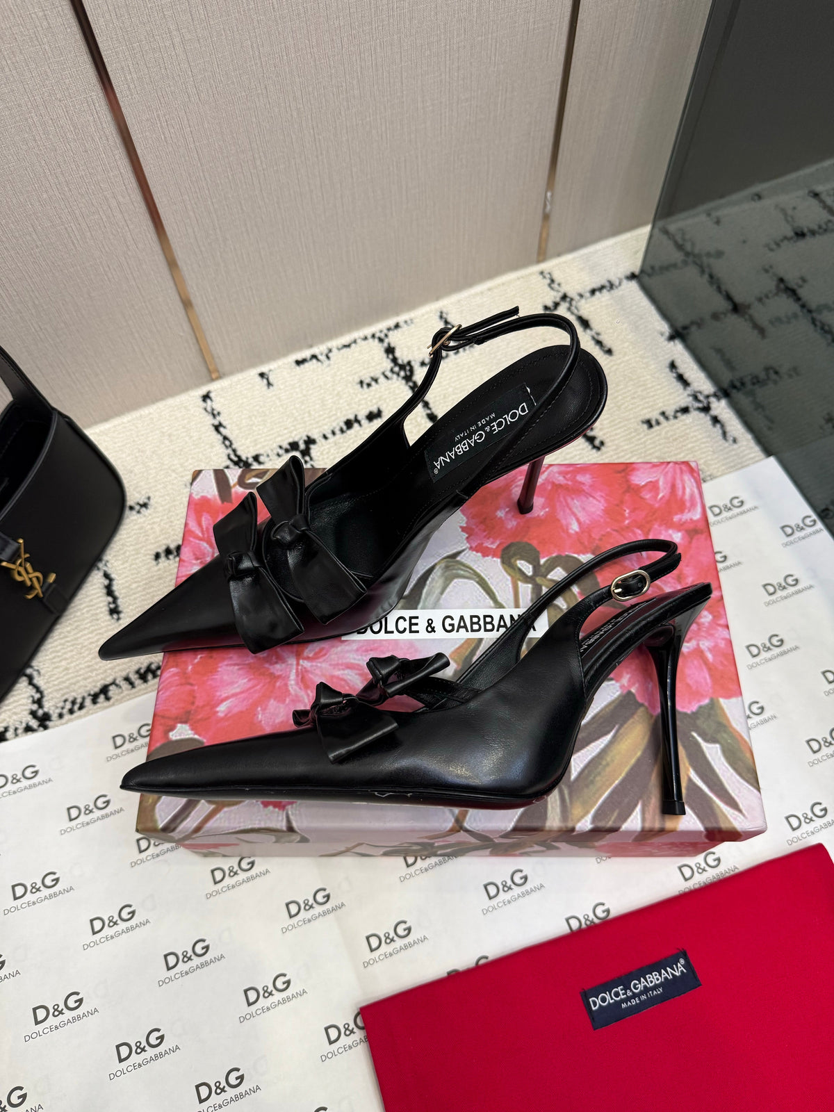 DG Double-Bow Slingback Pumps 10cm Leather 179863