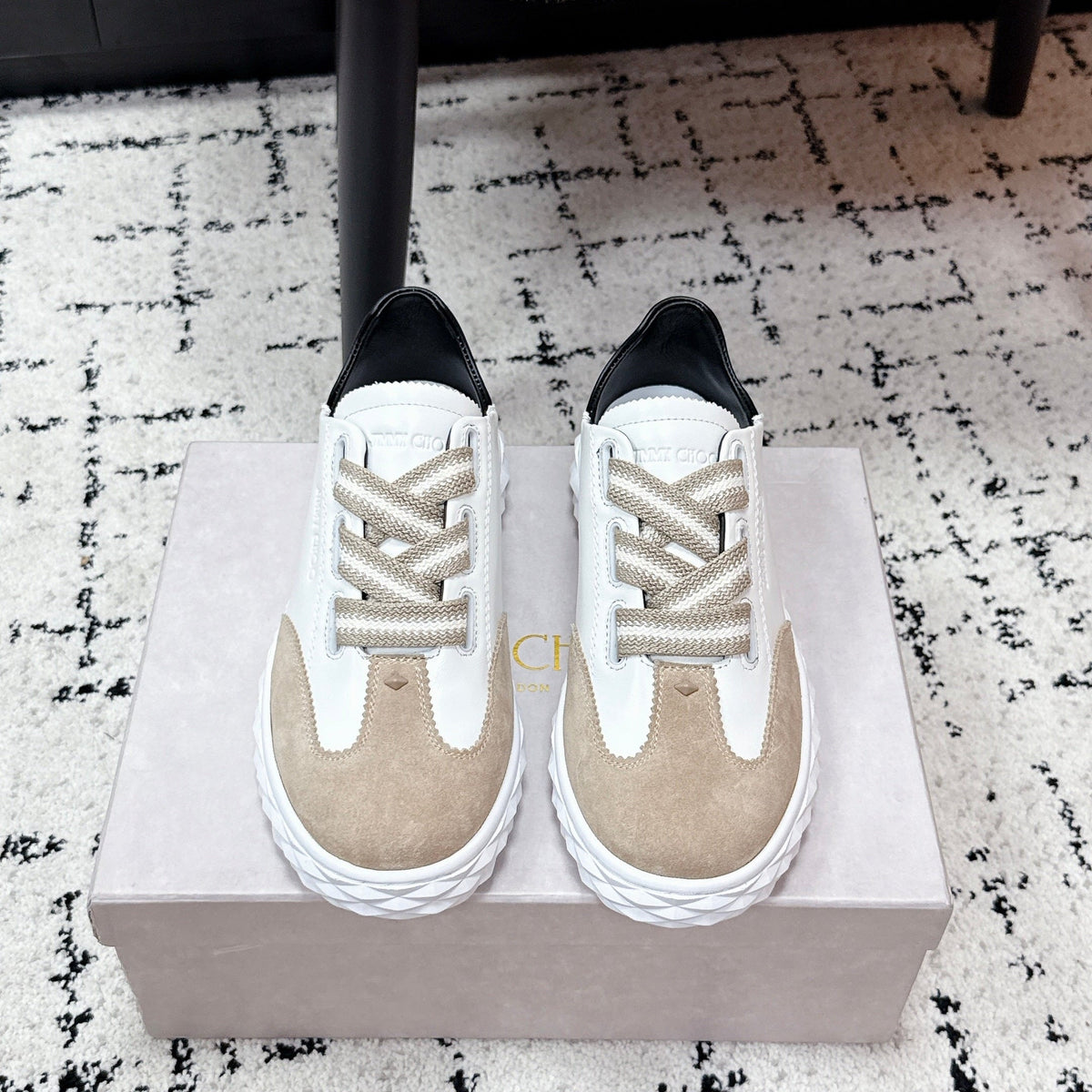 Jimmy Choo 26S Sneakers Beige Suede And White Calfskin 285401