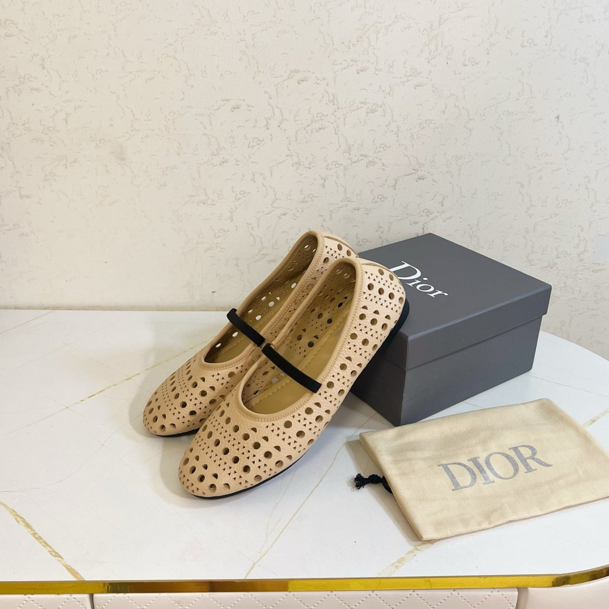 Dior 26s Mary Jane Flats Beige Calfskin