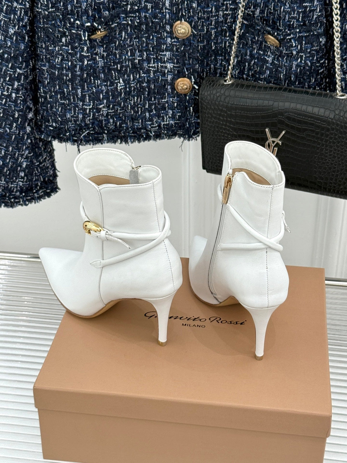 GR 26s Jungle Mamba Booties 8cm White Leather 175082