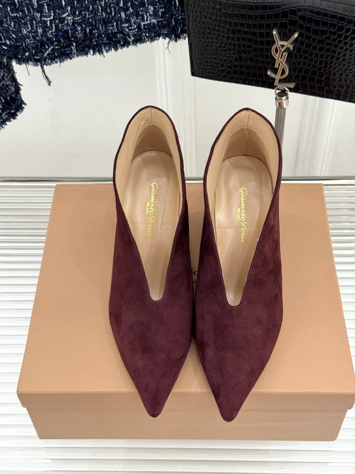 GR 26s Vania Pumps 9cm Burgundy Suede 175090
