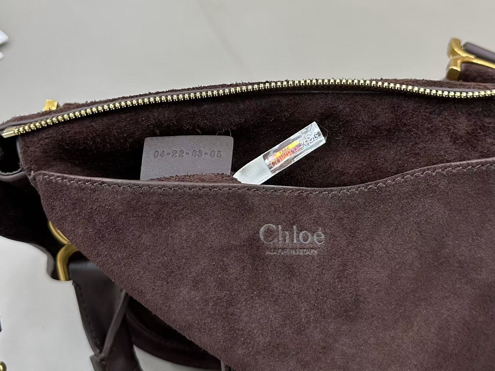 Marcie Bag In Grained Leather Dark Brown Suede