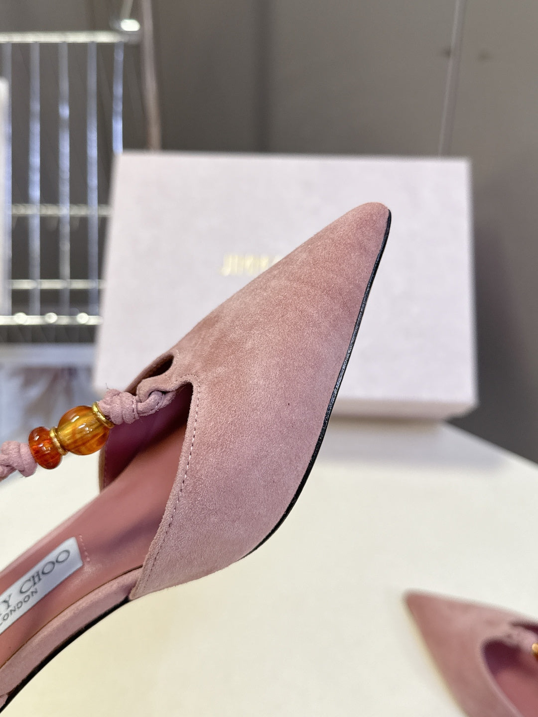 Jimmy Choo 26S High Heels 5.0cm Dusty Pink Suede 834195