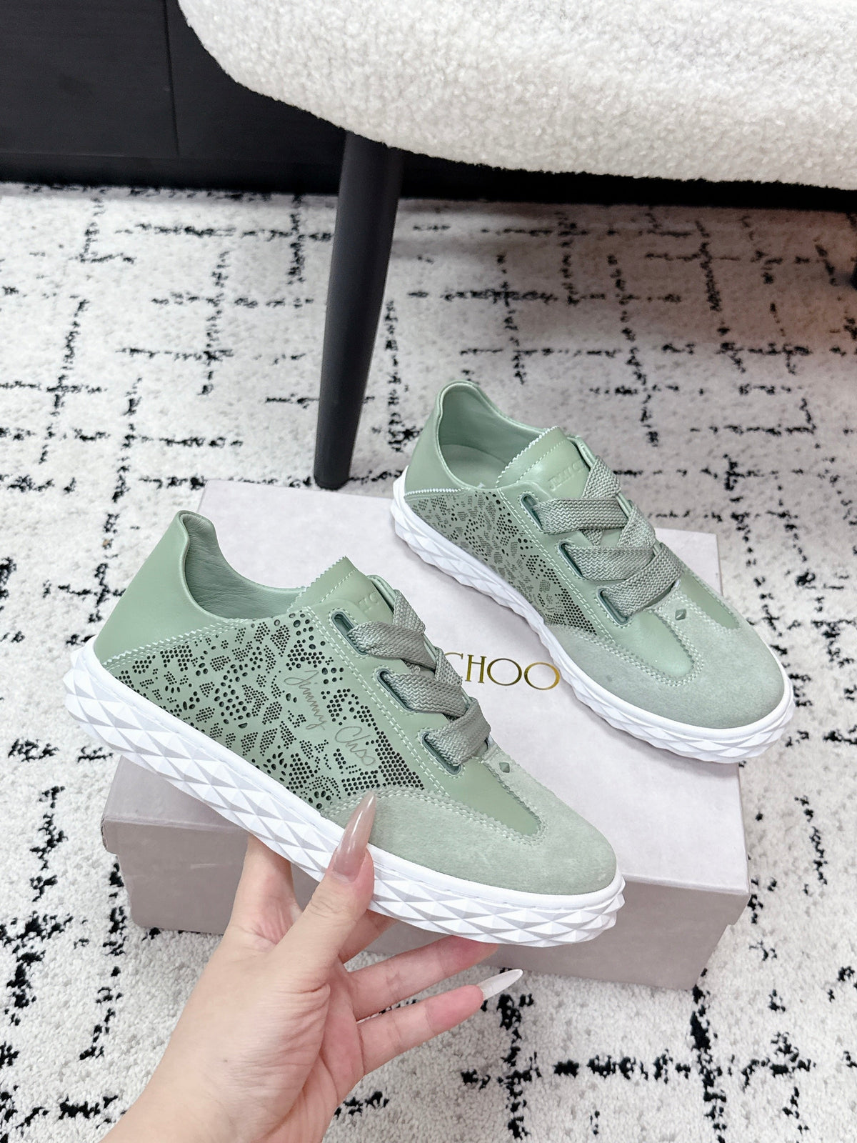 Jimmy Choo 26S Sneakers Sage Green Suede 395107