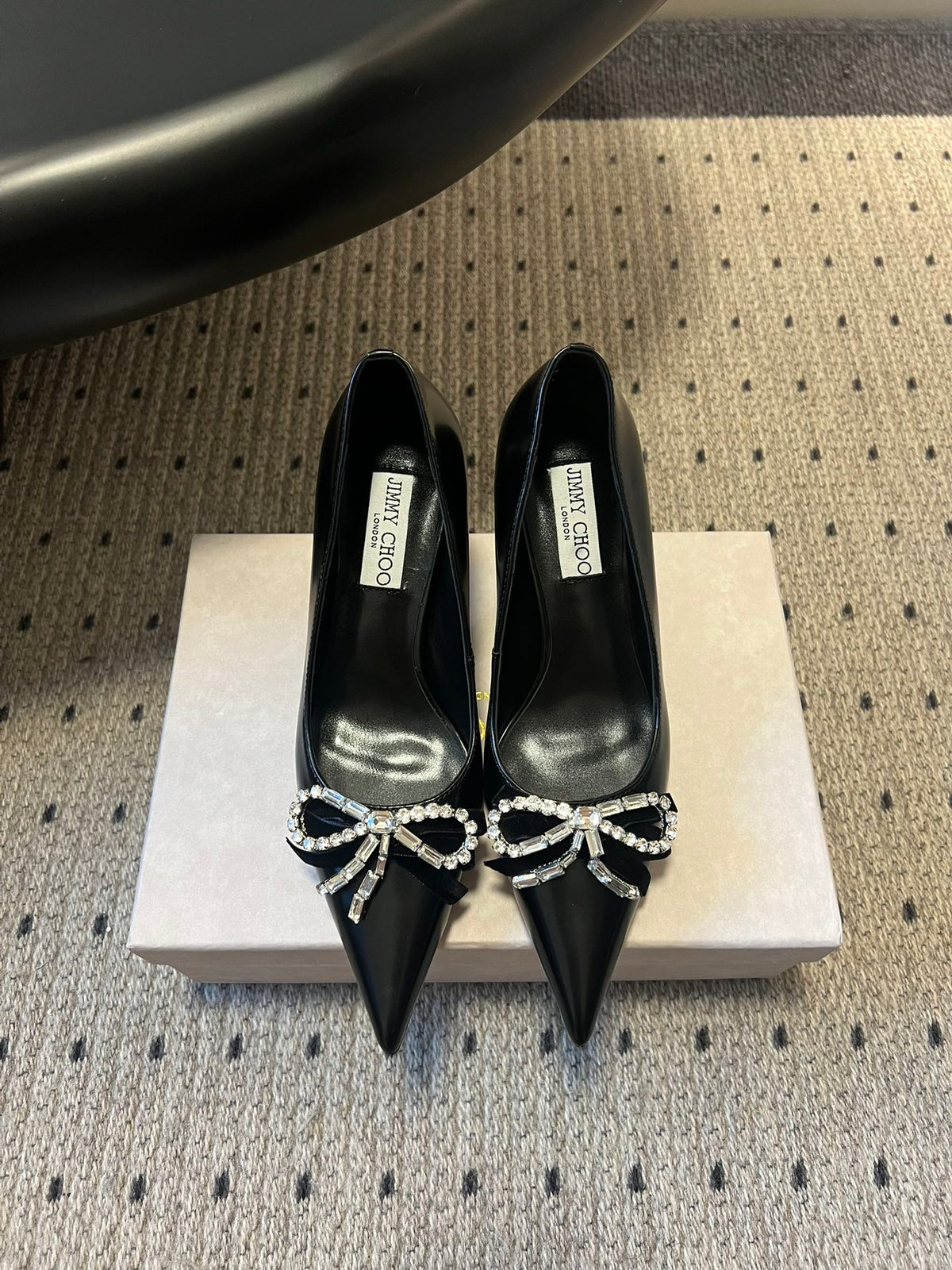 Jimmy Choo 26S High Heels 7.0cm Black Patent Calfskin 815349