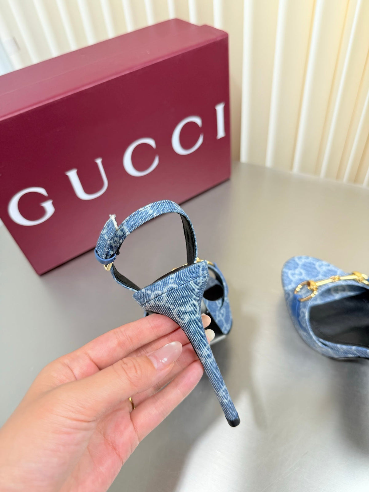 Gucci 26s Slingback Pump 10.5cm Blue Denim