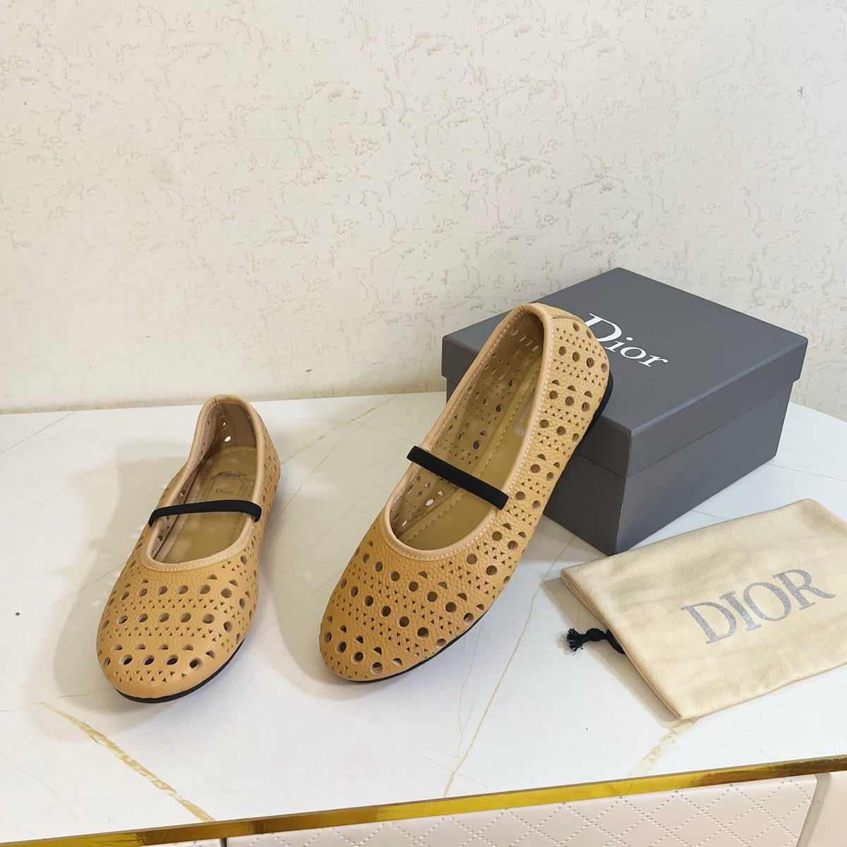 Dior 26s Mary Jane Flats Dark Beige Calfskin