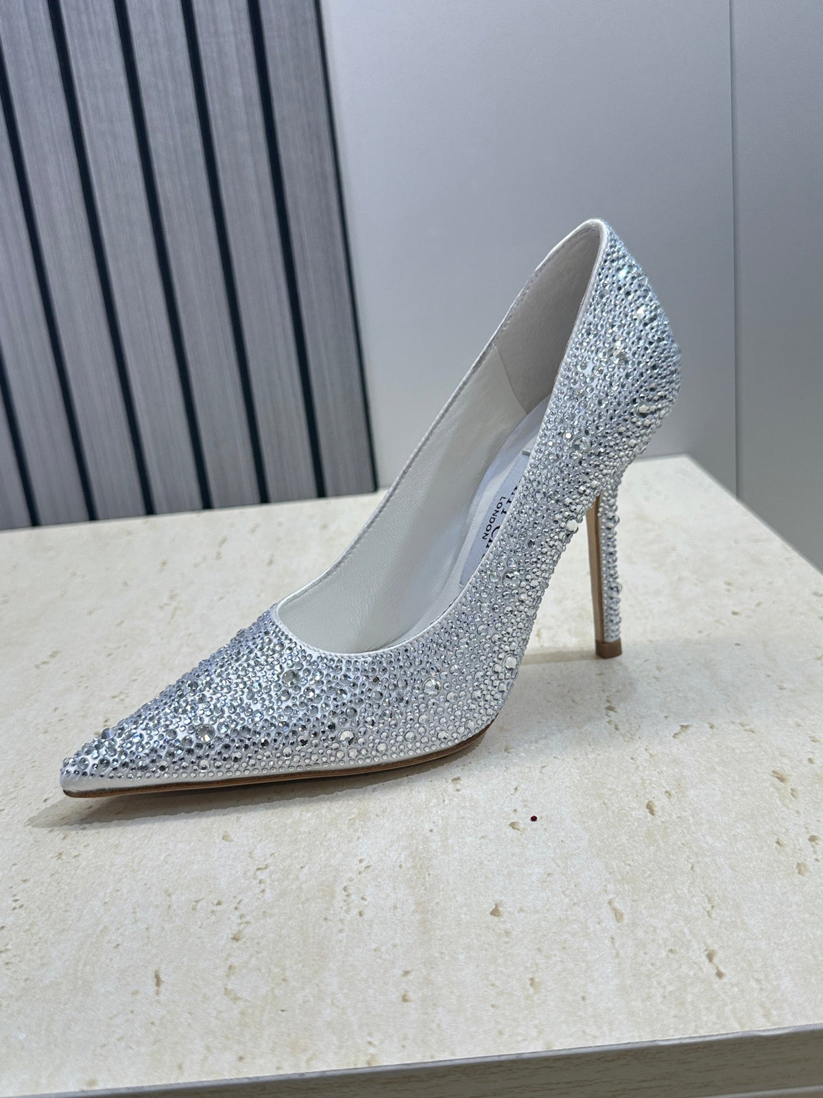 Jimmy Choo 26S High Heels 9.5cm Silver Crystal-Embellished 173958
