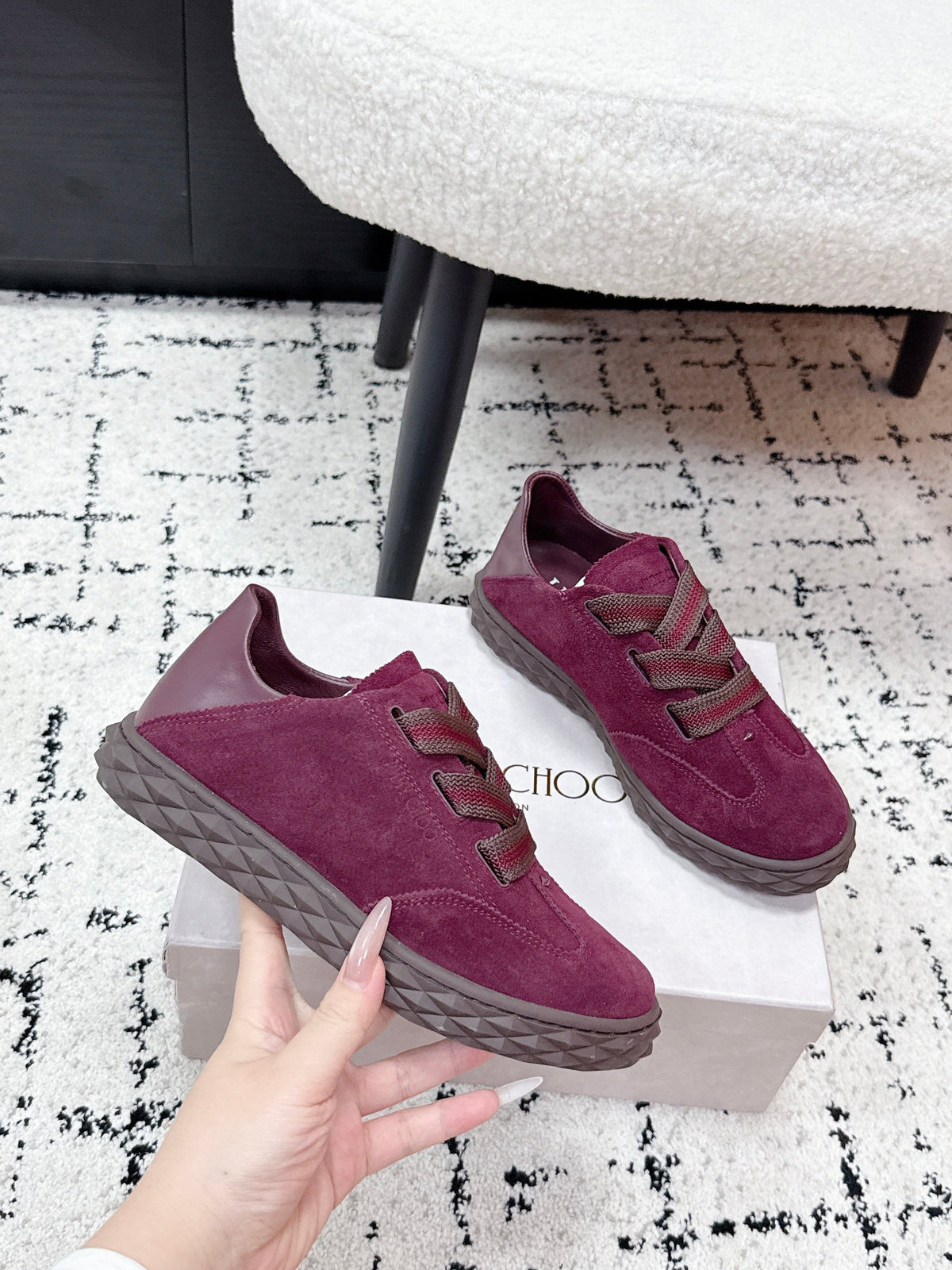 Jimmy Choo 26S Sneakers Dark Red Suede 492165