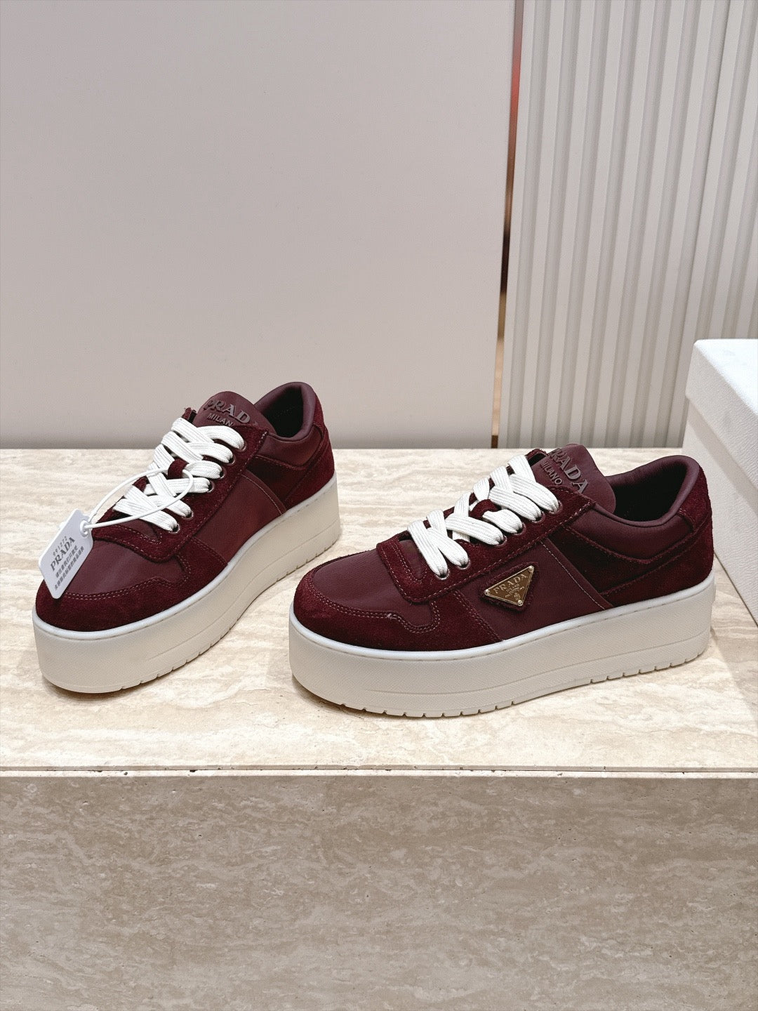 Prad 26s Downtown Sneakers Burgundy Re-Nylon Suede