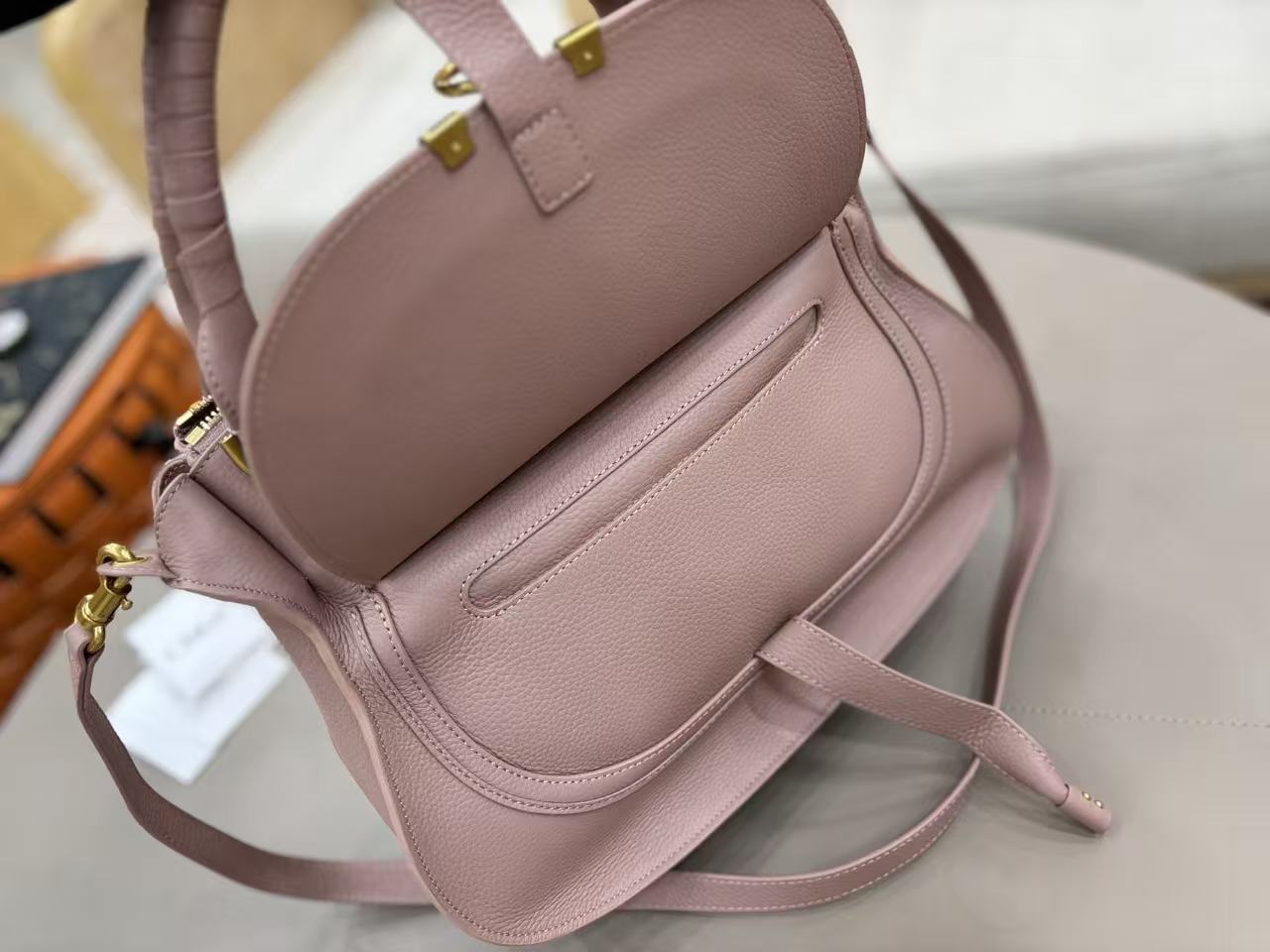 Chloe Marcie Bag Muted Pink Grain Leather