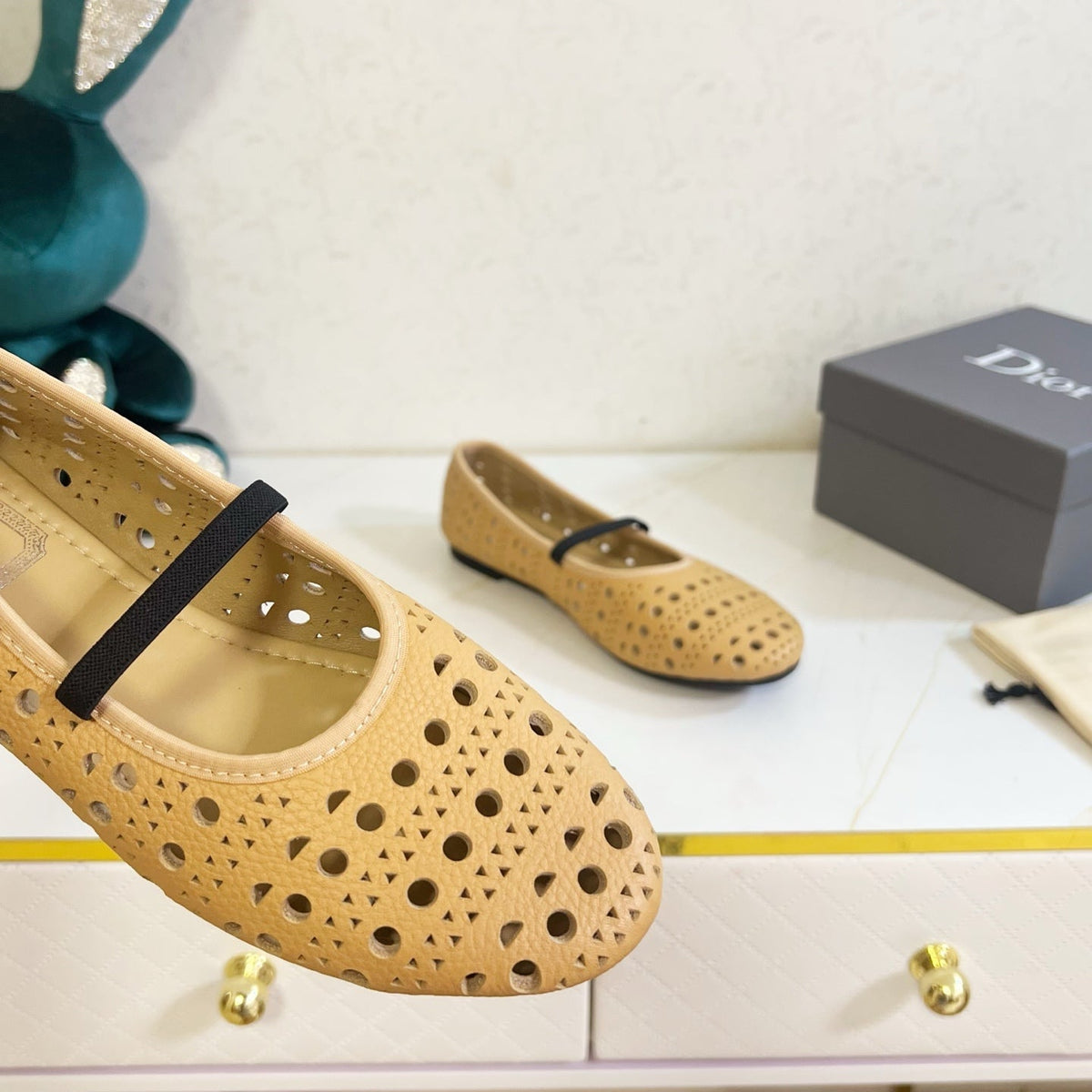Dior 26s Mary Jane Flats Dark Beige Calfskin