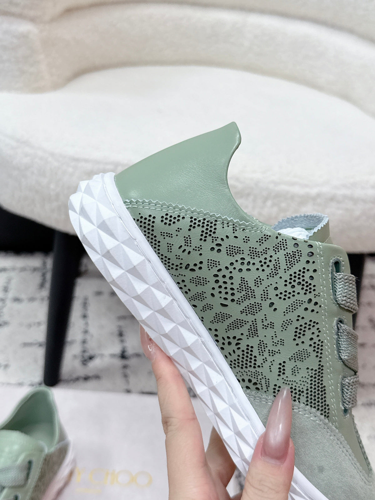 Jimmy Choo 26S Sneakers Sage Green Suede 395107