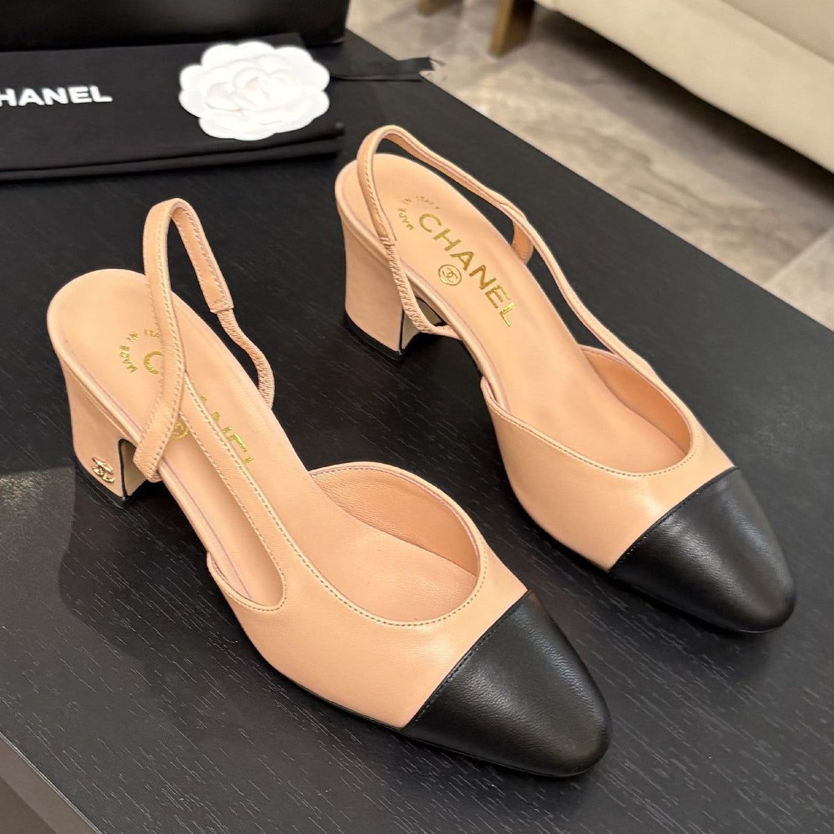 Chanel 2026 Two-Tone Slingback 5.0cm Cowhide 168115