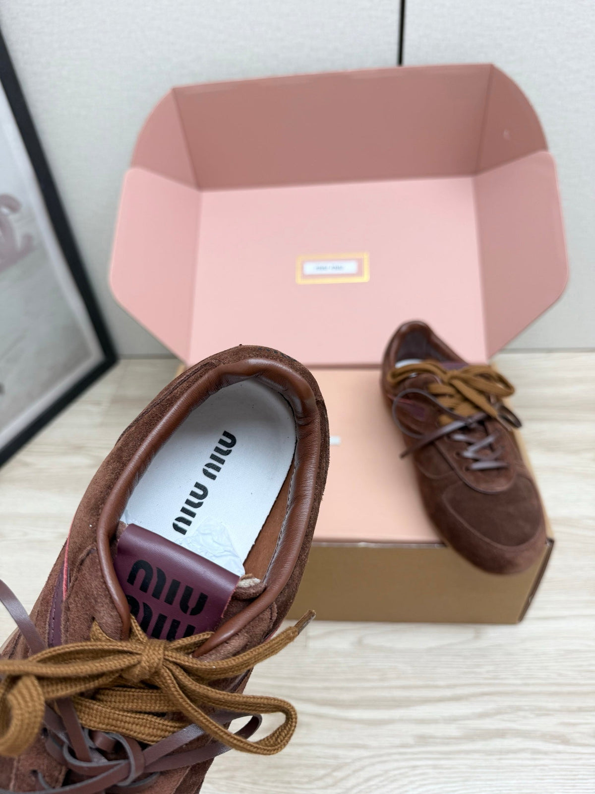 Miumiu 26s Sneakers Dark Brown Suede Style 11