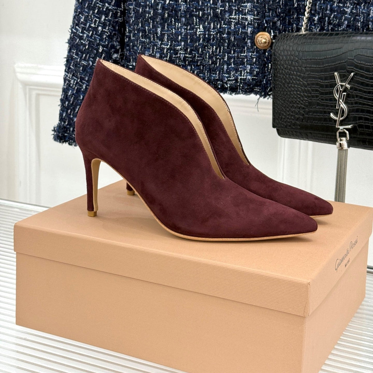 GR 26s Vania Pumps 9cm Burgundy Suede 175090