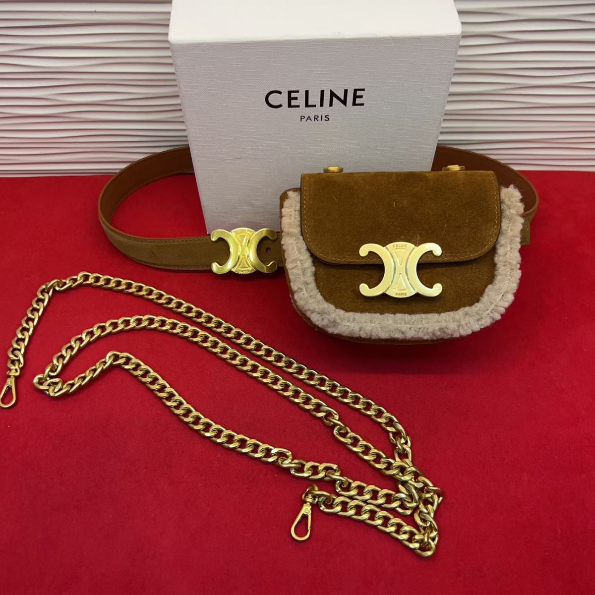 Celine 2026 Triomphe Belt Bag 13mm Suede