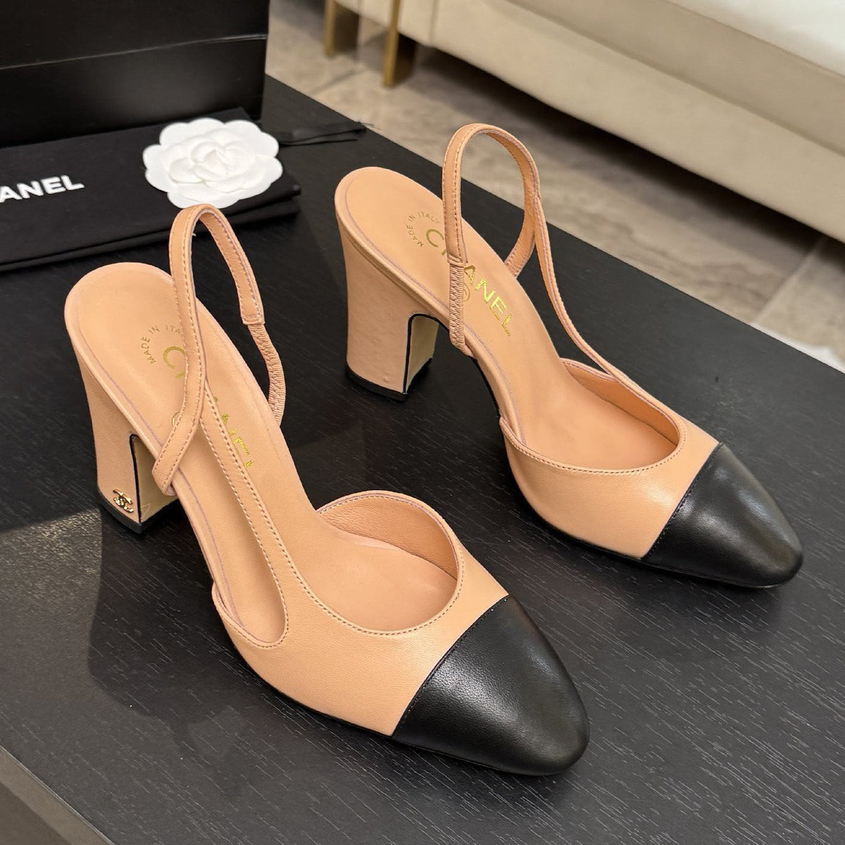 Chanel 2026 Two-Tone Slingback 7.0cm Cowhide 168116