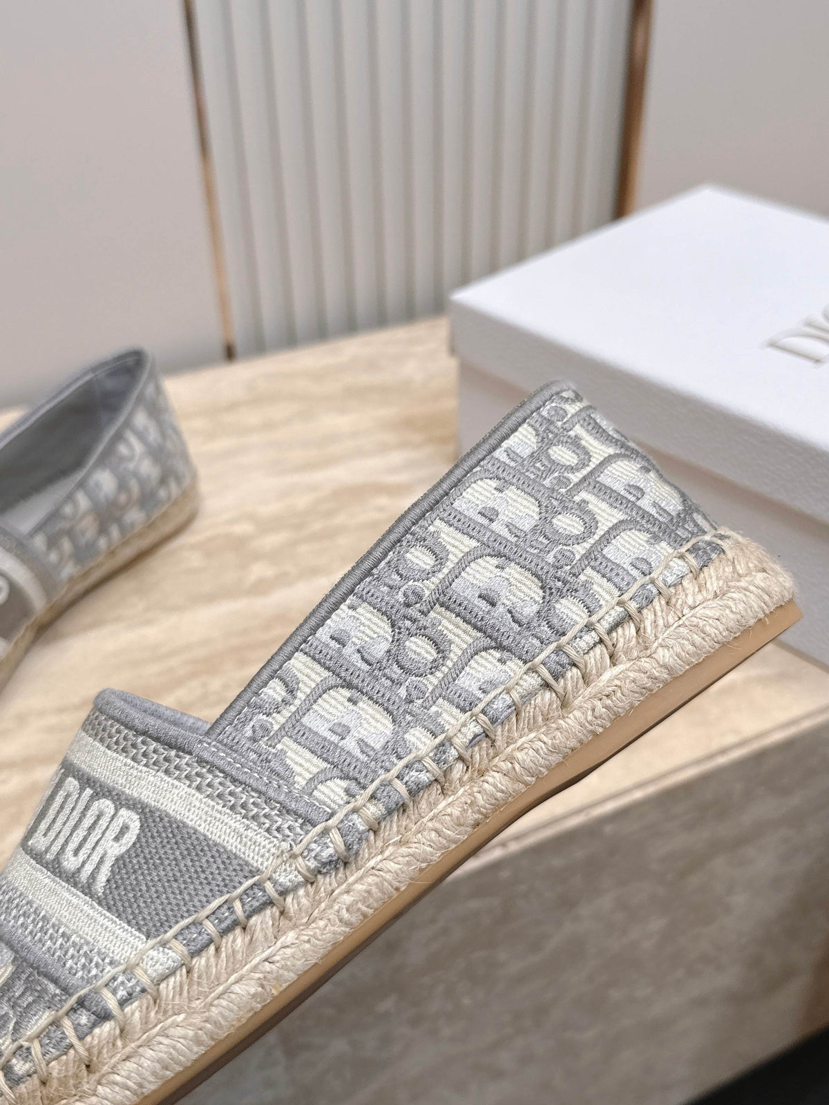 Dior 26s Granville Espadrille Light Grey Dior Oblique Embroidered Cotton