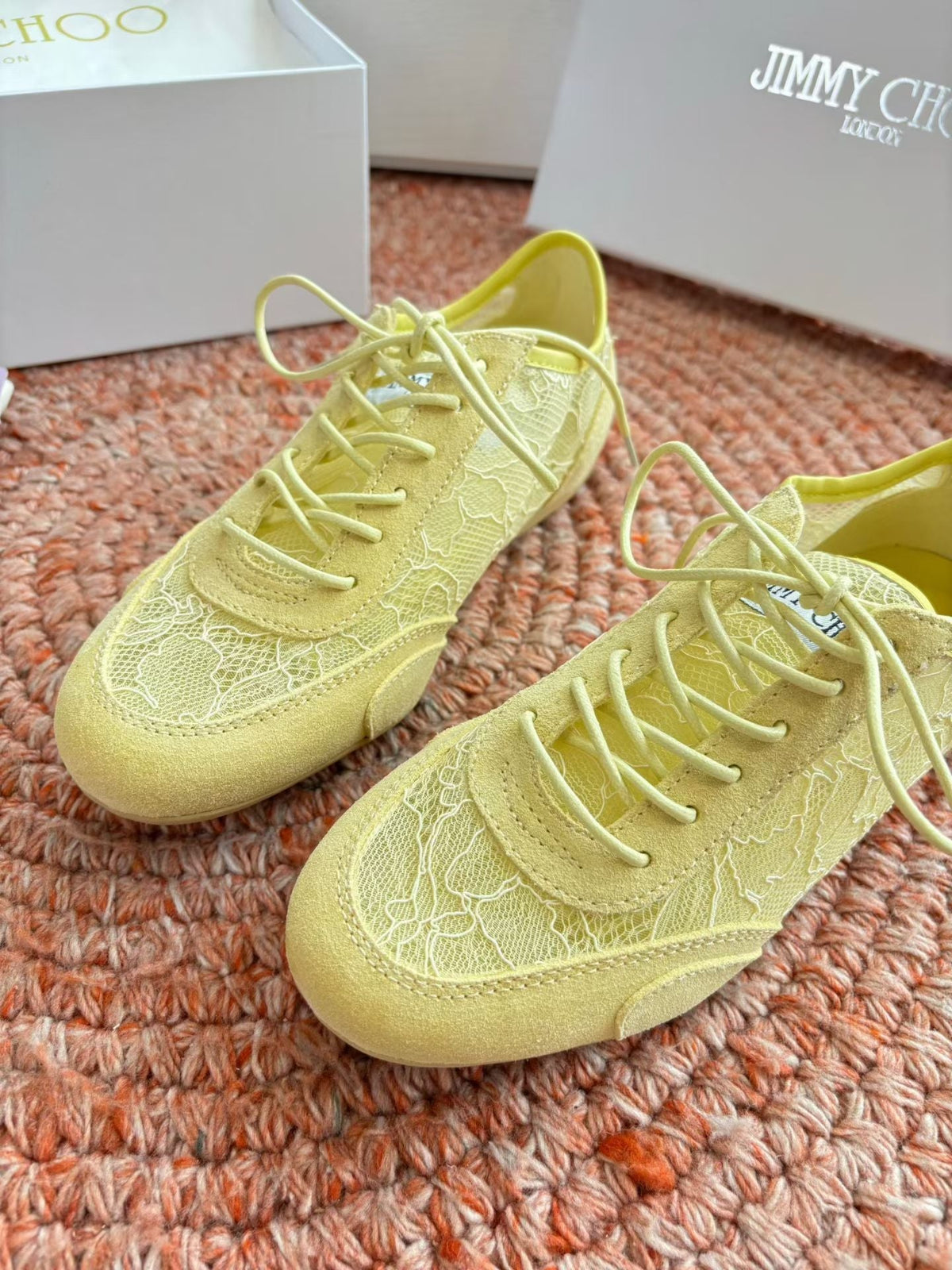 Jimmy Choo 26S Sneakers Yellow Mesh And Suede 753149