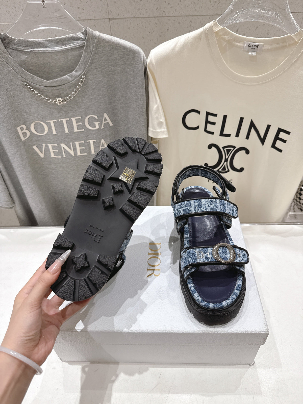 CD 26s D Wander Sandals Blue Dior Oblique Denim Silver Hardware 839204
