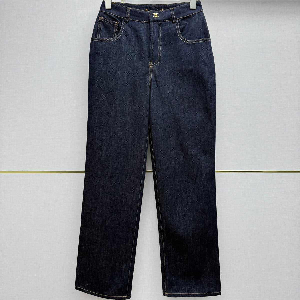 Chanel 2026 Straight Leg Jeans Navy Blue Cotton 365077