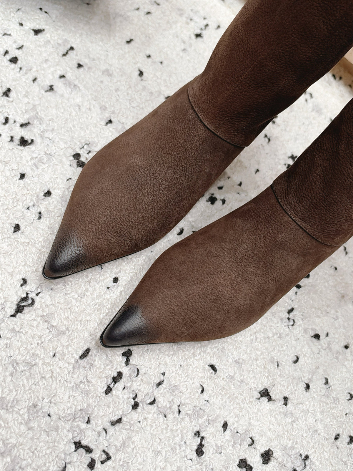 Prada 2026 Kitten Heel Pointed Toe Boots Suede 180411