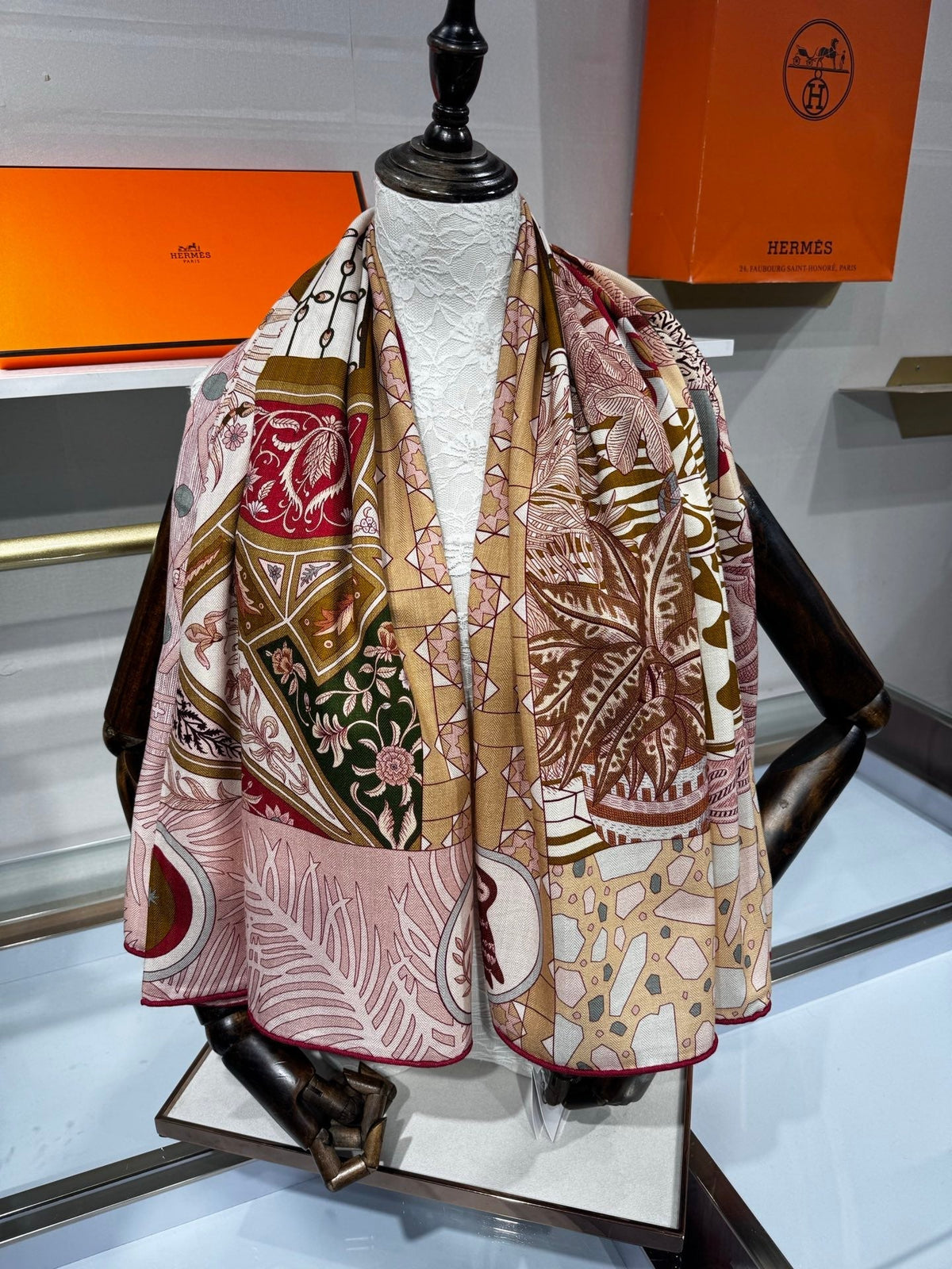 Hermes 2026 La Danse des Amazones Scarf 140cm Pink Cashmere Silk 218831