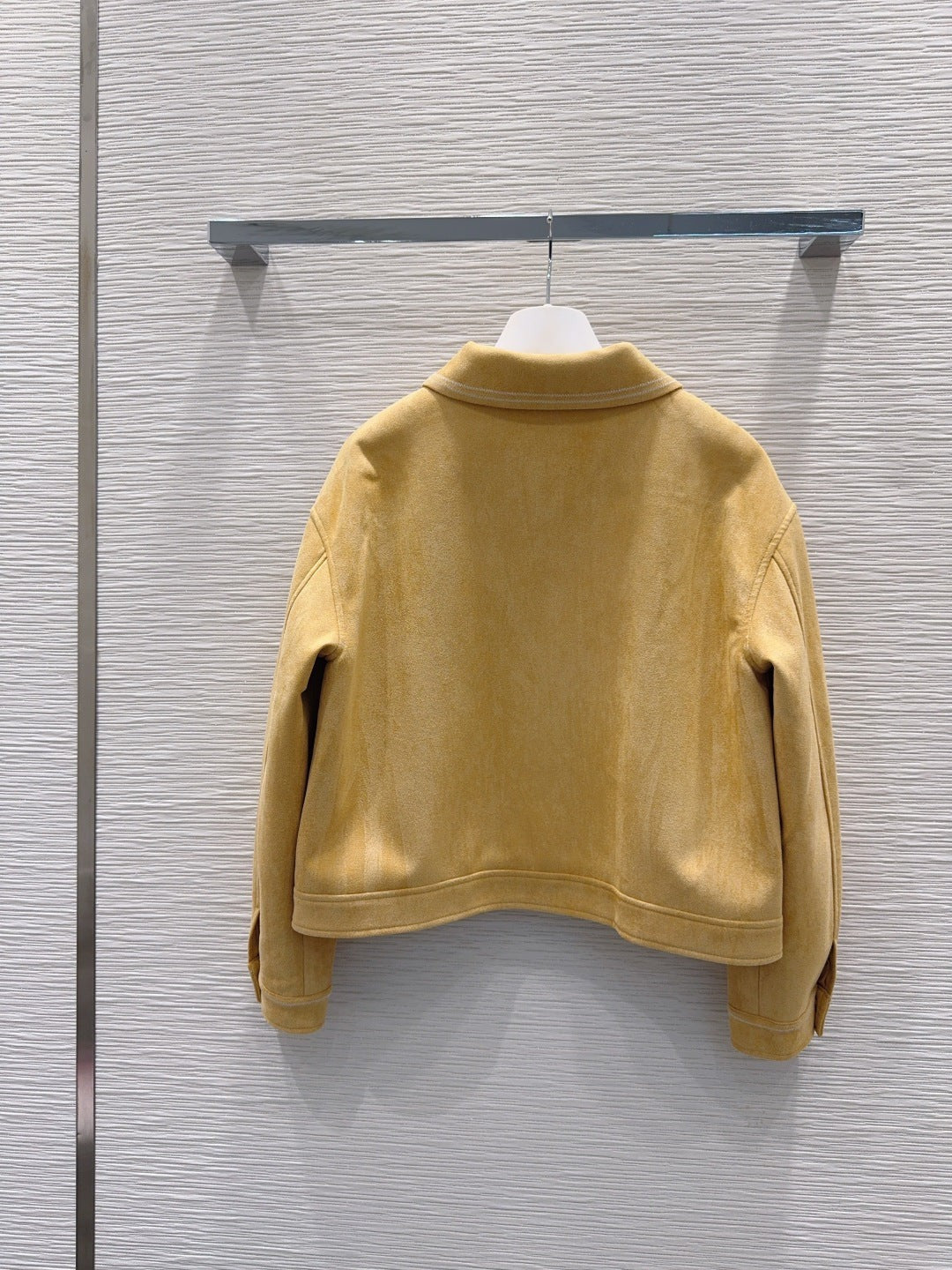 LW 26S Zip-Up Jacket Classic Collar Contrast Stitching Yellow Suede 436623