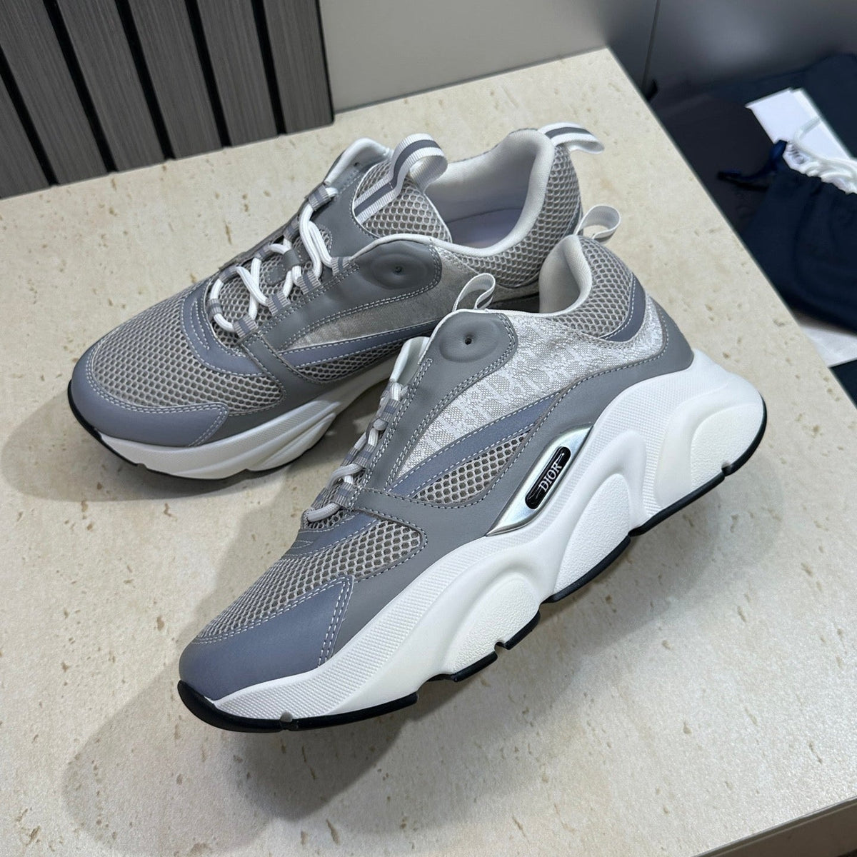 CD 26s Men B22 Sneakers Grey Oblique Jacquard Canvas 835214