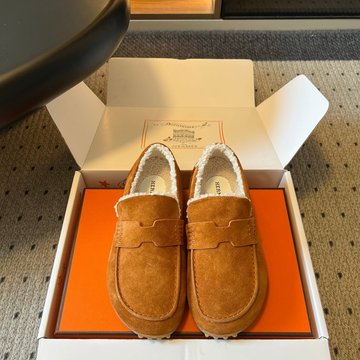 HM 26S Destin Loafers Cognac Brown Suede