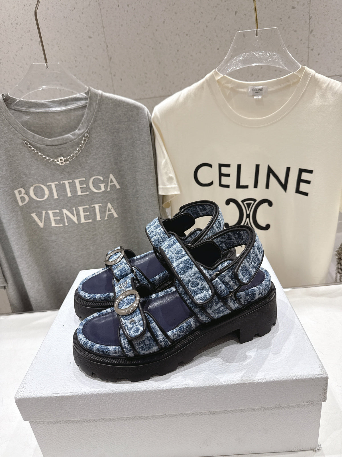 CD 26s D Wander Sandals Blue Dior Oblique Denim Silver Hardware 839204