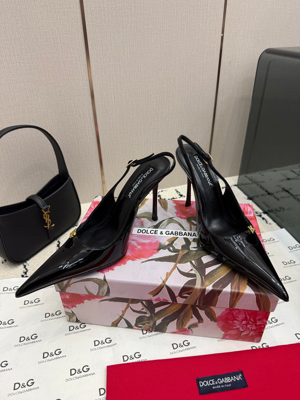 DG 26FW Logo Slingback Pumps 10cm Patent Leather 179861
