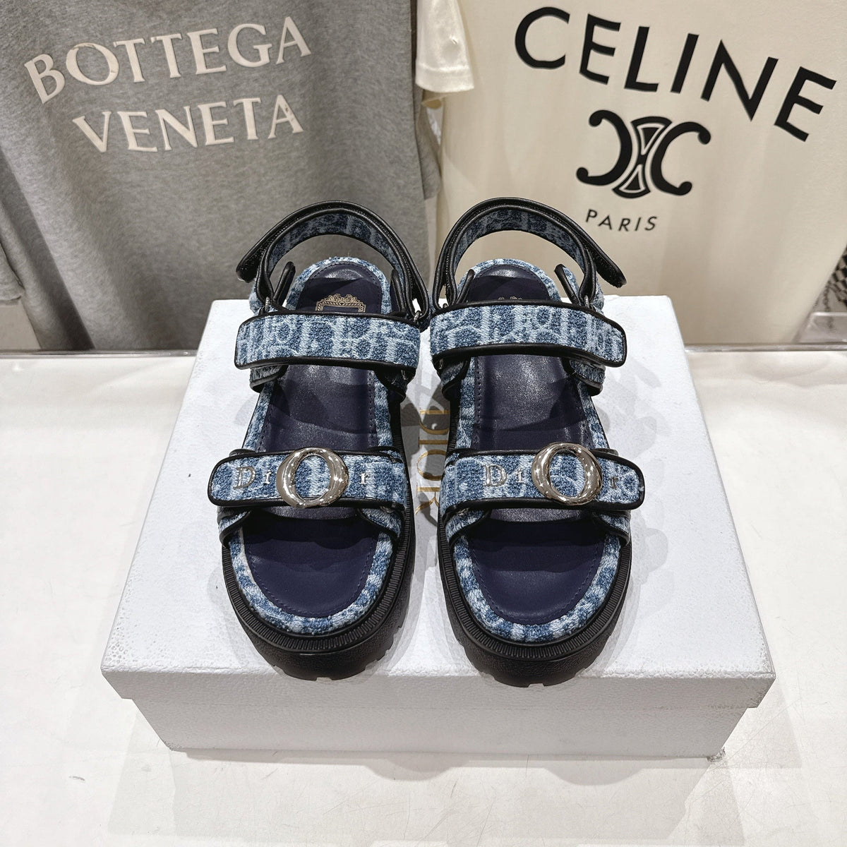 CD 26s D Wander Sandals Blue Dior Oblique Denim Silver Hardware 839204