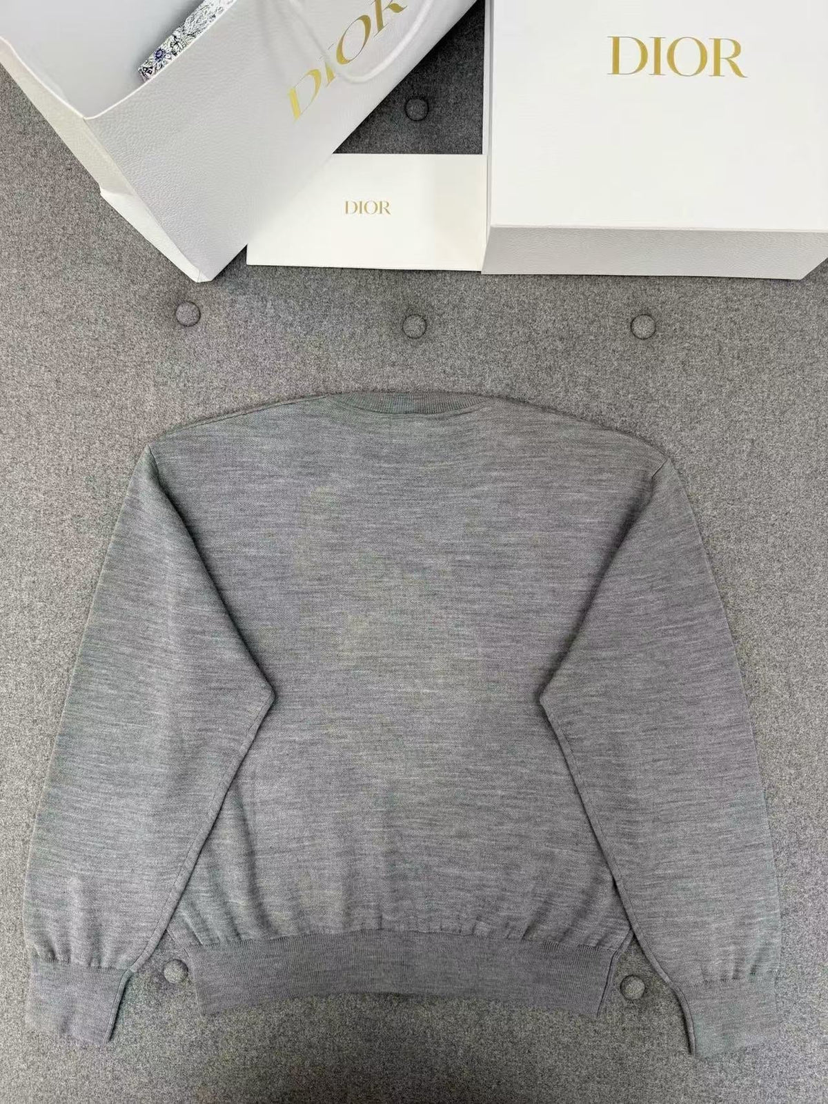 Dior 2026 Médaillon Embroidered Sweater Gray Wool-Blend Knit