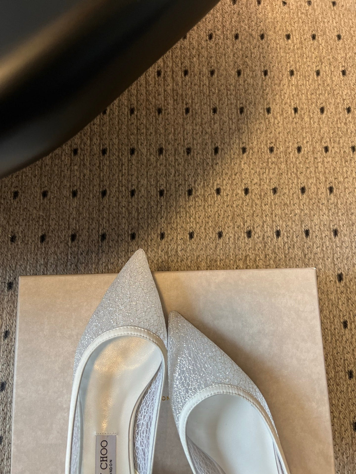 Jimmy Choo 26S Pointed-Toe Flats White Mesh 259403