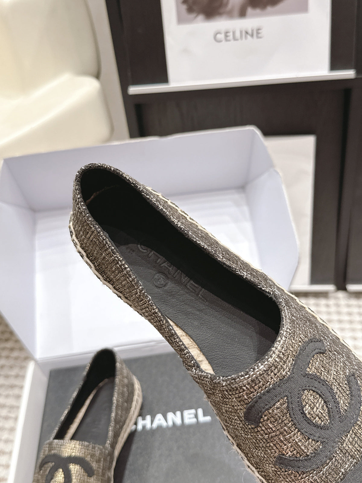 CC 26S Slip-Ons in Gold Bronze Mix Black Fabric