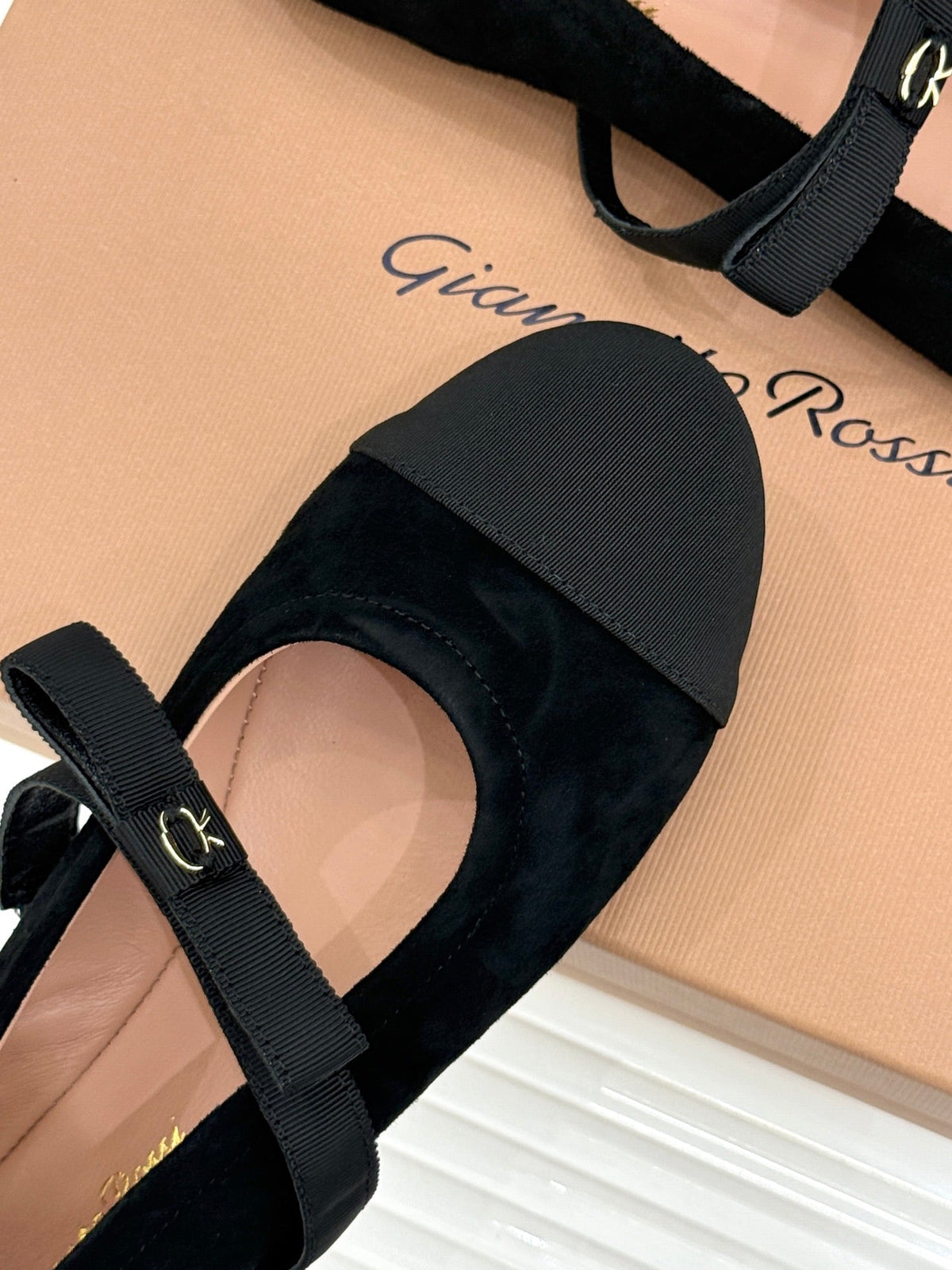 GR 26s Mary Jane Flats Black Suede Fabric 164784