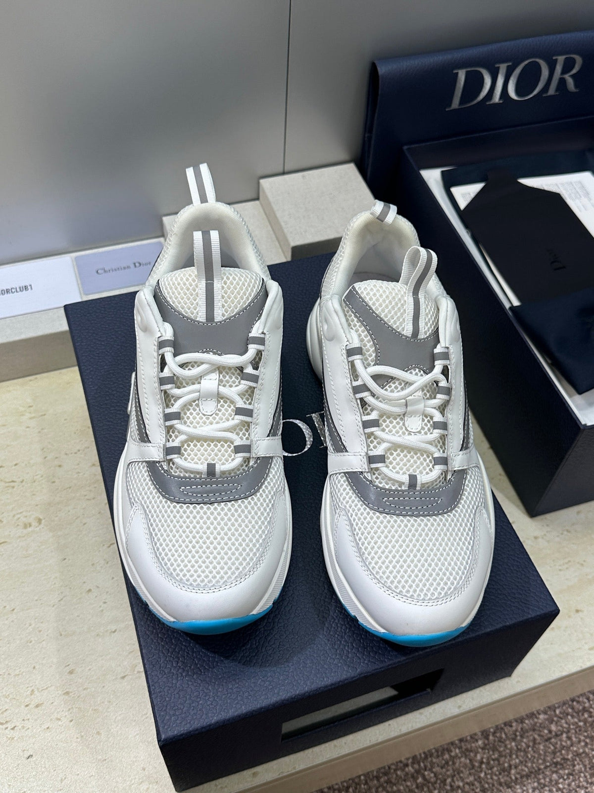 CD 26s Men B22 Sneakers White Grey Light Blue Sole 284915