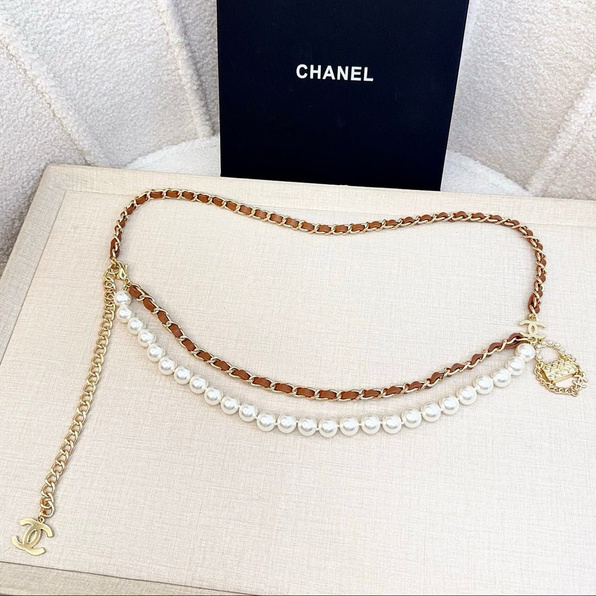Chanel 2026 Bag Charm Pearl Waist Chain Belt Gold-Hardware 217219