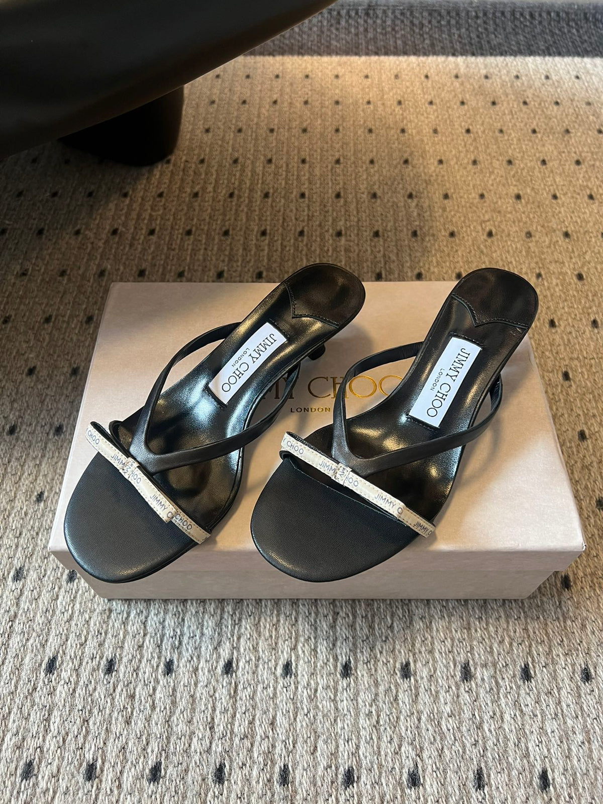 Jimmy Choo 26S Strappy Heeled Sandals Black Lambskin 482159