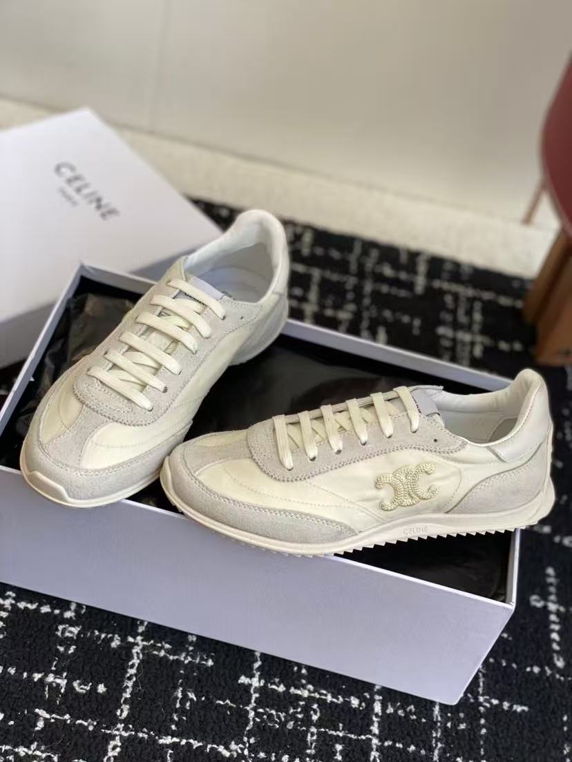 Celine Racer Low Top Sneaker Vanila Grey Suede Fabric