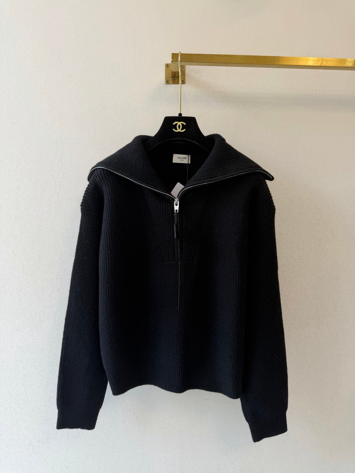 CE Trucker Ribbed Half-Zip Sweater Knit Wool