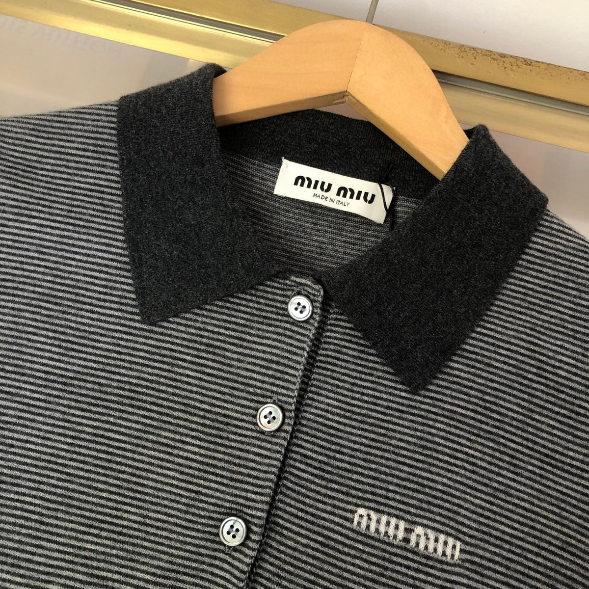 Miumiu 2026 Polo Shirt Gray Cashmere And Silk 435404