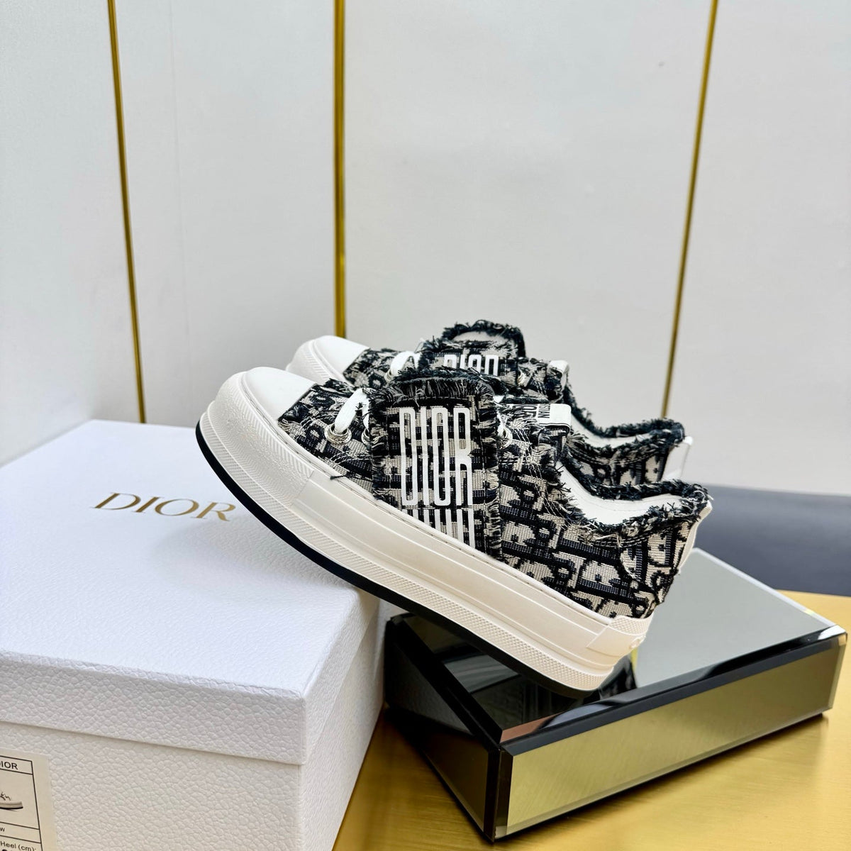 CD 26s Platform Sneaker 50mm Black White Oblique Canvas 839152