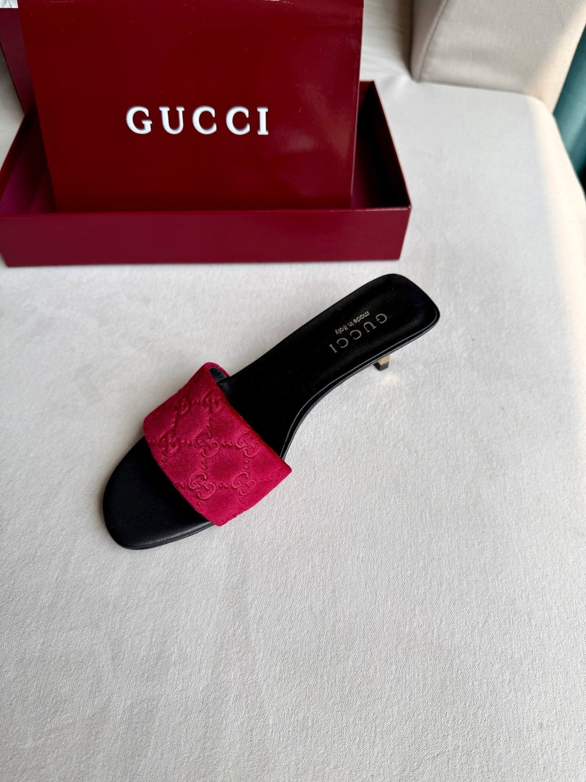 Gucci 26s Slide Sandals 5.5cm Dark Red Velvet