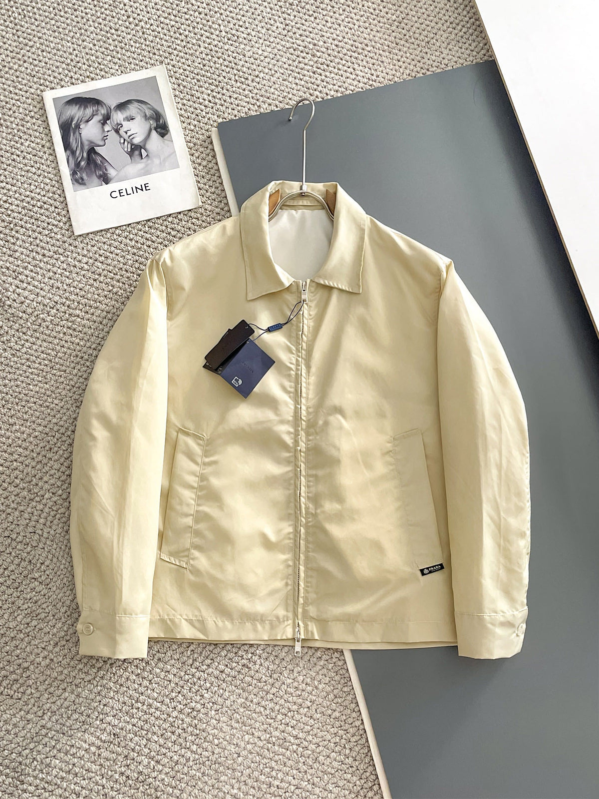 Prada 26s Men Zip Up Blouson Jacket Mini Logo Tag 639148