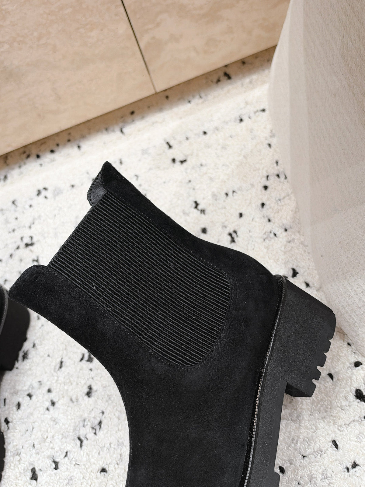 CC Dr. Martens-Style Chelsea Ankle Boots Black Suede Leather 180277