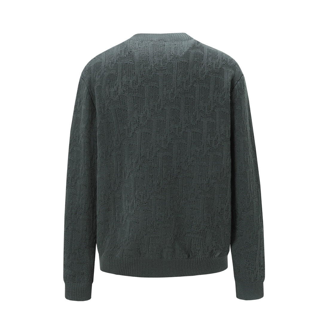 Dior 26s Crewneck Sweater Dark Grey Dior Oblique Jacquard Wool Men