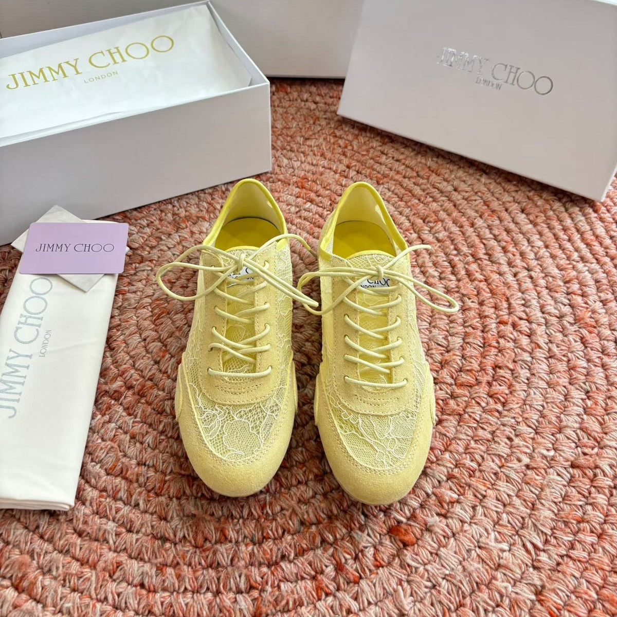 Jimmy Choo 26S Sneakers Yellow Mesh And Suede 753149